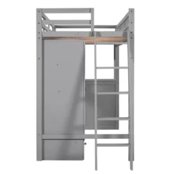 Twin Size Loft Bed With Wardrobe, Drawers And Desk With Shelves - ModernLuxe -Children Peripherals GUEST 481f1f59 447b 4f05 a7e8 5a75690a7c7d