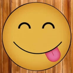 Deerlux Emoji Style Round Funny Smiley Face Kids Area Rug, Hungry Emoji Rug -Children Peripherals GUEST 483f7741 b8d9 4025 9586 149dbe86e4af