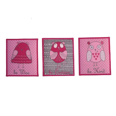 Bacati - Owls In The Woods Pink Fuschia Gray 10 Pc Crib Bedding Set With Long Rail Guard Cover 2 Bacati - Owls In The Woods Pink Fuschia Gray 10 Pc Crib Bedding Set With Long Rail Guard Cover - Image 2