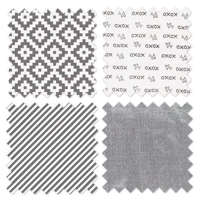 Bacati - Love Aztec Design/Print Gray/Silver 6 Pc Crib Bedding Set With Long Rail Guard Cover 2 Bacati - Love Aztec Design/Print Gray/Silver 6 Pc Crib Bedding Set With Long Rail Guard Cover - Image 2