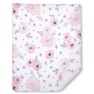 Sweet Jojo Designs Crib Bedding Set - Watercolor Floral - 11pc Pink/Gray 1 Sweet Jojo Designs Crib Bedding Set - Watercolor Floral - 11pc Pink/Gray