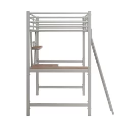 Twin Size Loft Metal Bed With Desk And Shelves - ModernLuxe -Children Peripherals GUEST 4f6c50ef 29c2 492a 971c 6524f2a8c524