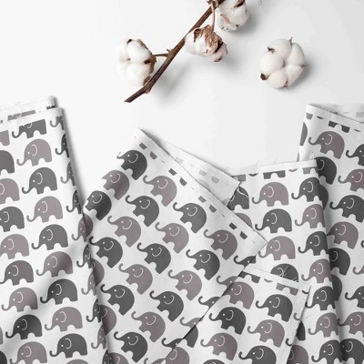Bacati - Elephant White And Gray 100 Percent Cotton Universal Baby Crib Or Toddler Bed Fitted Sheet 2 Bacati - Elephant White And Gray 100 Percent Cotton Universal Baby Crib Or Toddler Bed Fitted Sheet - Image 2