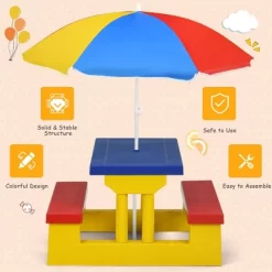 Costway Kids Picnic Table Set W/Removable Umbrella Indoor Outdoor Garden Patio 13 Costway Kids Picnic Table Set W/Removable Umbrella Indoor Outdoor Garden Patio -Children Peripherals GUEST 50eb83ad bdc1 4f8c b527 e44dc3814ee6