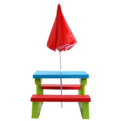 Costway 4 Seat Kids Picnic Table W/Umbrella Garden Yard Folding Children Bench Outdoor -Children Peripherals GUEST 510514d6 0701 4a54 86fb e7346a7f4b02