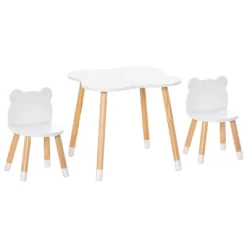 Qaba Kids Table And Chair Set For Arts, Meals, Lightweight Wooden Homework Activity Center, Toddlers Age 3+, White -Children Peripherals GUEST 511c4eb4 1a65 45cc 96ff 960e096ad1f7