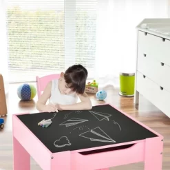 Costway 3 In 1 Kids Wood Table Chairs Set W/ Storage Box Blackboard Drawing Pink 11 Costway 3 In 1 Kids Wood Table Chairs Set W/ Storage Box Blackboard Drawing Pink -Children Peripherals GUEST 513f8e91 bc1a 4f67 a10b d8abe844179b 1