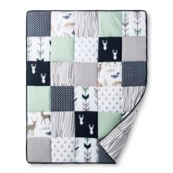 Sweet Jojo Designs Crib Bedding Set - Navy & Mint Woodsy - 11pc