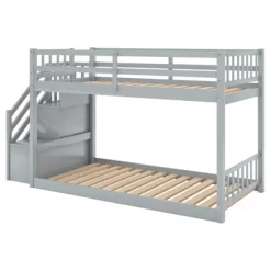 Twin Over Twin Bunk Bed With Storage Ladder - ModernLuxe -Children Peripherals GUEST 52544c10 49ea 4618 80d0 e7e03e16d076