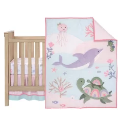 Lambs & Ivy Sea Dreams 3-Piece Dolphin/Turtle Nautical Baby Crib Bedding Set