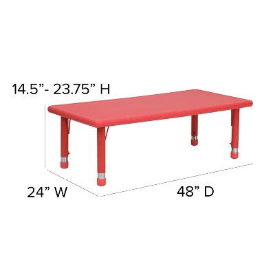 Emma And Oliver 24"W X 48"L Rectangular Plastic Height Adjustable Activity Table Set With 4 Chairs 3 Emma And Oliver 24"W X 48"L Rectangular Plastic Height Adjustable Activity Table Set With 4 Chairs - Image 3