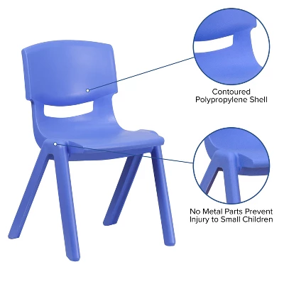 Flash Furniture 4 Pack Blue Plastic Stackable School Chair With 15.5'' Seat Height 2 Flash Furniture 4 Pack Blue Plastic Stackable School Chair With 15.5'' Seat Height - Image 2