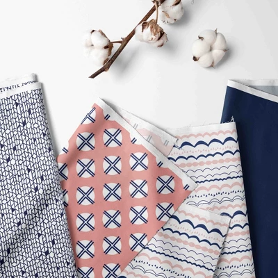 Bacati - Olivia Coral Navy 10 Pc Girls Crib Bedding Set With 2 Crib Fitted Sheets 1 Bacati - Olivia Coral Navy 10 Pc Girls Crib Bedding Set With 2 Crib Fitted Sheets