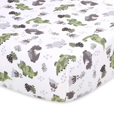 The Peanutshell Fitted Crib Sheets - Green And Gray Dinosaur - 2pk 1 The Peanutshell Fitted Crib Sheets - Green And Gray Dinosaur - 2pk