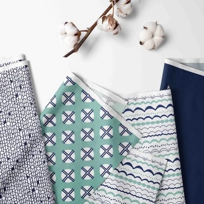 Bacati - Noah Mint Navy 10 Pc Crib Bedding Set With Long Rail Guard Cover 4 Bacati - Noah Mint Navy 10 Pc Crib Bedding Set With Long Rail Guard Cover - Image 4