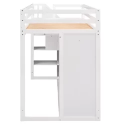 Functional Twin Loft Bed With 3 Shelves, 2 Wardrobes, 2 Drawers And Ladder With Storage-ModernLuxe -Children Peripherals GUEST 59fcdbda 959f 4ef5 a4b5 3a25afc3e430
