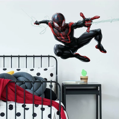 Roommates Spider-Man Miles Morales Peel And Stick Giant Wall Decal 1 Roommates Spider-Man Miles Morales Peel And Stick Giant Wall Decal