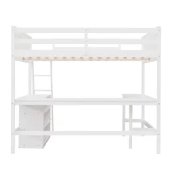 Full Size Wooden Loft Bed With Shelves And Desk - ModernLuxe -Children Peripherals GUEST 5b8835fb 8bfc 4806 a437 7438296234d1