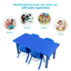 Costway Kids Plastic Rectangular Learn And Play Table Playroom Kindergarten Home Blue -Children Peripherals GUEST 5c25e9b1 c507 4844 80fb 5b7b574b0723