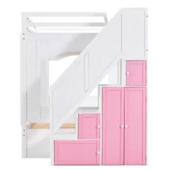 Full Over Full Bunk Bed With Trundle, Stairs, Ladders And Storage Cabinet-ModernLuxe -Children Peripherals GUEST 5cdbbf3e 5ba6 42a0 8ca9 7d543c89966b