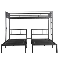 Twin Over Twin Metal Triple Bunk Bed With Ladder-ModernLuxe -Children Peripherals GUEST 5e3ab8fd 1b3b 4e8e bb7b a31ededabbfb