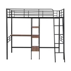 Twin Size Metal Loft Bed With Built-in Desk And Shelves - ModernLuxe 13 Twin Size Metal Loft Bed With Built-in Desk And Shelves - ModernLuxe -Children Peripherals GUEST 5ed21fbd a90c 438d a9c7 e1634de5407f