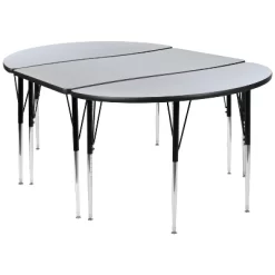 Flash Furniture 3 Piece 76" Oval Wave Flexible Grey Thermal Laminate Activity Table Set - Standard Height Adjustable Legs -Children Peripherals GUEST 608cea78 959e 4231 bd63 6e84ac1631f2