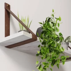 Brandon Vintage Matte Faux Marble Wall Shelf Brown - Nathan James -Children Peripherals GUEST 6358ffdf 134c 427b b53b 3af68483e1a8