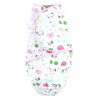 Hudson Baby Infant Girl Quilted Cotton Swaddle Wrap 3pk, Girl Farm Animals, 0-3 Months 2 Hudson Baby Infant Girl Quilted Cotton Swaddle Wrap 3pk, Girl Farm Animals, 0-3 Months - Image 2