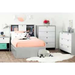 Cookie 1-Drawer Nightstand Soft Gray And Pure White - South Shore