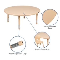 Flash Furniture 45" Round Plastic Height Adjustable Activity Table Set With 4 Chairs 14 Flash Furniture 45" Round Plastic Height Adjustable Activity Table Set With 4 Chairs -Children Peripherals GUEST 6501bf25 79a6 4bb0 8a3f d6c52967223d