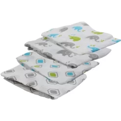 Bacati - Elephants Aqua/Lime/Gray Muslin Swaddling Blankets Set Of 4 6 Bacati - Elephants Aqua/Lime/Gray Muslin Swaddling Blankets Set Of 4 -Children Peripherals GUEST 6757f356 8969 484a ba32 9540b0c2b777