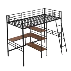 Twin Size Metal Loft Bed With Built-in Desk And Shelves - ModernLuxe 11 Twin Size Metal Loft Bed With Built-in Desk And Shelves - ModernLuxe -Children Peripherals GUEST 6b53c71d 13c1 4fc0 af5c 50f517ad7436