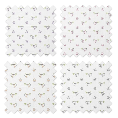 Bacati - Happy Monkeys Pink/Lilac/Gray Girls Muslin Swaddling Blankets Set Of 4 4 Bacati - Happy Monkeys Pink/Lilac/Gray Girls Muslin Swaddling Blankets Set Of 4 - Image 4
