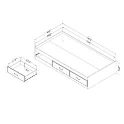 Ulysses Mates Bed With 3 Drawers Winter Oak - South Shore -Children Peripherals GUEST 6f0856d8 b0dc 4641 abb2 701200569e2d
