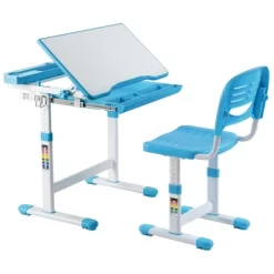 Mount-It! Kids Desk And Chair Set | Height Adjustable Ergonomic Children's School Workstation With Storage Drawer | Blue -Children Peripherals GUEST 70f1762b 1dc0 40ea 85c8 d9b157fc48b0