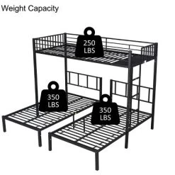 Twin Over Twin Metal Triple Bunk Bed With Ladder-ModernLuxe -Children Peripherals GUEST 71291c91 7d24 44af bcdd b541833046c6