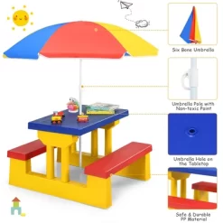 Costway Kids Picnic Table Set W/Removable Umbrella Indoor Outdoor Garden Patio 12 Costway Kids Picnic Table Set W/Removable Umbrella Indoor Outdoor Garden Patio -Children Peripherals GUEST 717828dc 67e8 4558 8b83 36122303d1fe
