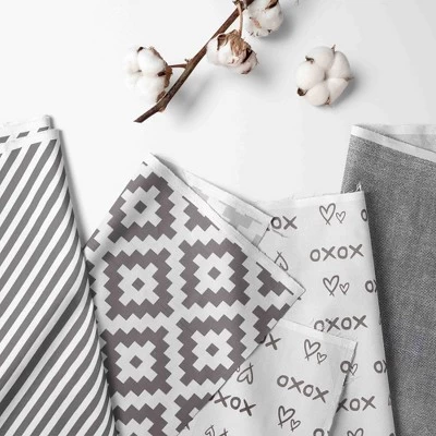 Bacati - Love Aztec Design/Print Gray/Silver 6 Pc Crib Bedding Set With Long Rail Guard Cover 1 Bacati - Love Aztec Design/Print Gray/Silver 6 Pc Crib Bedding Set With Long Rail Guard Cover