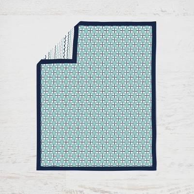 Bacati - Noah Mint Navy 4 Pc Crib Bedding Set With Diaper Caddy 2 Bacati - Noah Mint Navy 4 Pc Crib Bedding Set With Diaper Caddy - Image 2