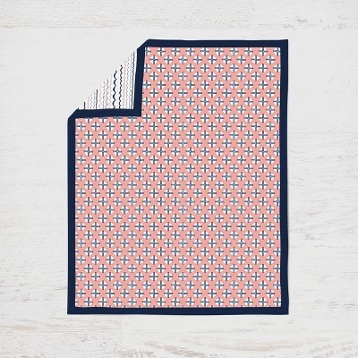 Bacati - Olivia Coral Navy 10 Pc Girls Crib Bedding Set With 2 Crib Fitted Sheets 4 Bacati - Olivia Coral Navy 10 Pc Girls Crib Bedding Set With 2 Crib Fitted Sheets - Image 4