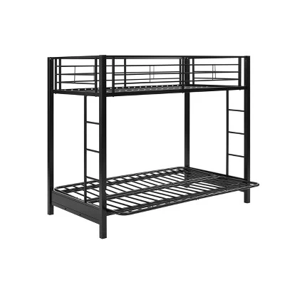 Twin Over Futon Analise Metal Bunk Bed Black - Saracina Home 3 Twin Over Futon Analise Metal Bunk Bed Black - Saracina Home - Image 3