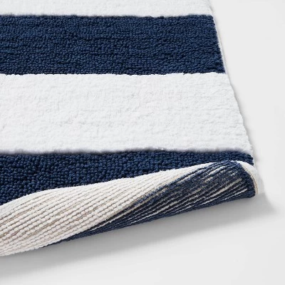 Rugby Striped Kids' Bath Rug Navy - Pillowfort™ 3 Rugby Striped Kids' Bath Rug Navy - Pillowfort™ - Image 3
