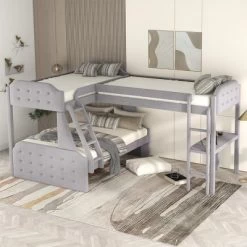 L-Shaped Twin Over Full Bunk Bed And Twin Loft Bed With Desk-ModernLuxe -Children Peripherals GUEST 76873afd a4d7 4b0d ae64 fe6afee58361