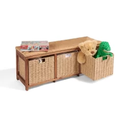 Badger Basket Kid's Storage Bench With Woven Top And Baskets Brown -Children Peripherals GUEST 77eb8e26 ddea 4212 bf7b 1c9542bd9285
