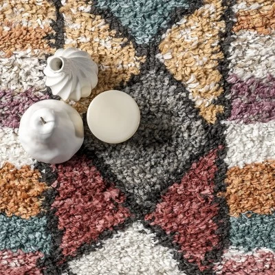 Aidan Diamond Striped Kids Shag Area Rug 5 Aidan Diamond Striped Kids Shag Area Rug - Image 5