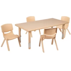 Emma And Oliver 24"W X 48"L Rectangular Plastic Height Adjustable Activity Table Set With 4 Chairs 20 Emma And Oliver 24"W X 48"L Rectangular Plastic Height Adjustable Activity Table Set With 4 Chairs -Children Peripherals GUEST 79c026c3 647f 4aa5 9e79 860234348b83