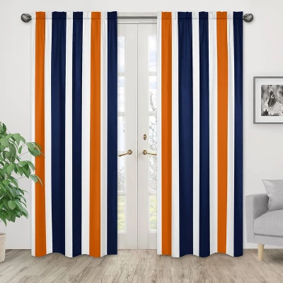 Navy & Orange Stripe Curtain Panels - Sweet Jojo Designs 1 Navy & Orange Stripe Curtain Panels - Sweet Jojo Designs