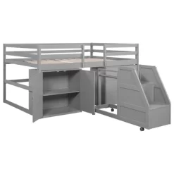 Full Size Functional Loft Bed With Cabinets And Drawers, Hanging Clothes At The Back Of The Staircase-ModernLuxe -Children Peripherals GUEST 7bbbd3c1 c45e 4528 aae4 f48624f590c2