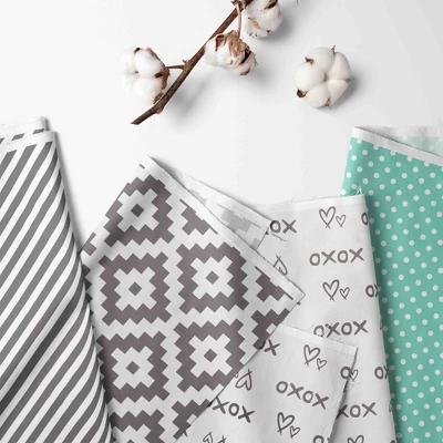 Bacati - Love Gray Mint 10 Pc Crib Bedding Set With Long Rail Guard Cover 1 Bacati - Love Gray Mint 10 Pc Crib Bedding Set With Long Rail Guard Cover